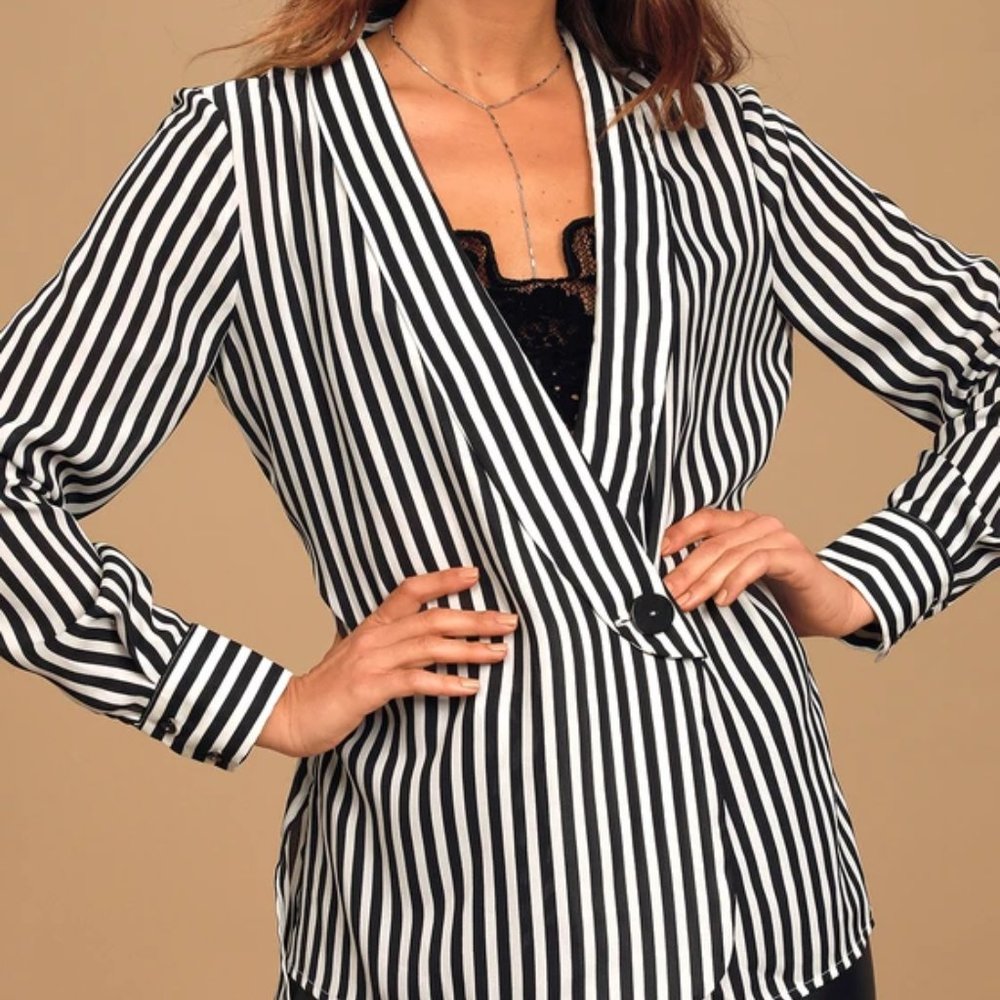 Black and White Striped Top size small